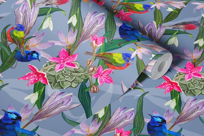 Lovely birds patternwallpaper roll