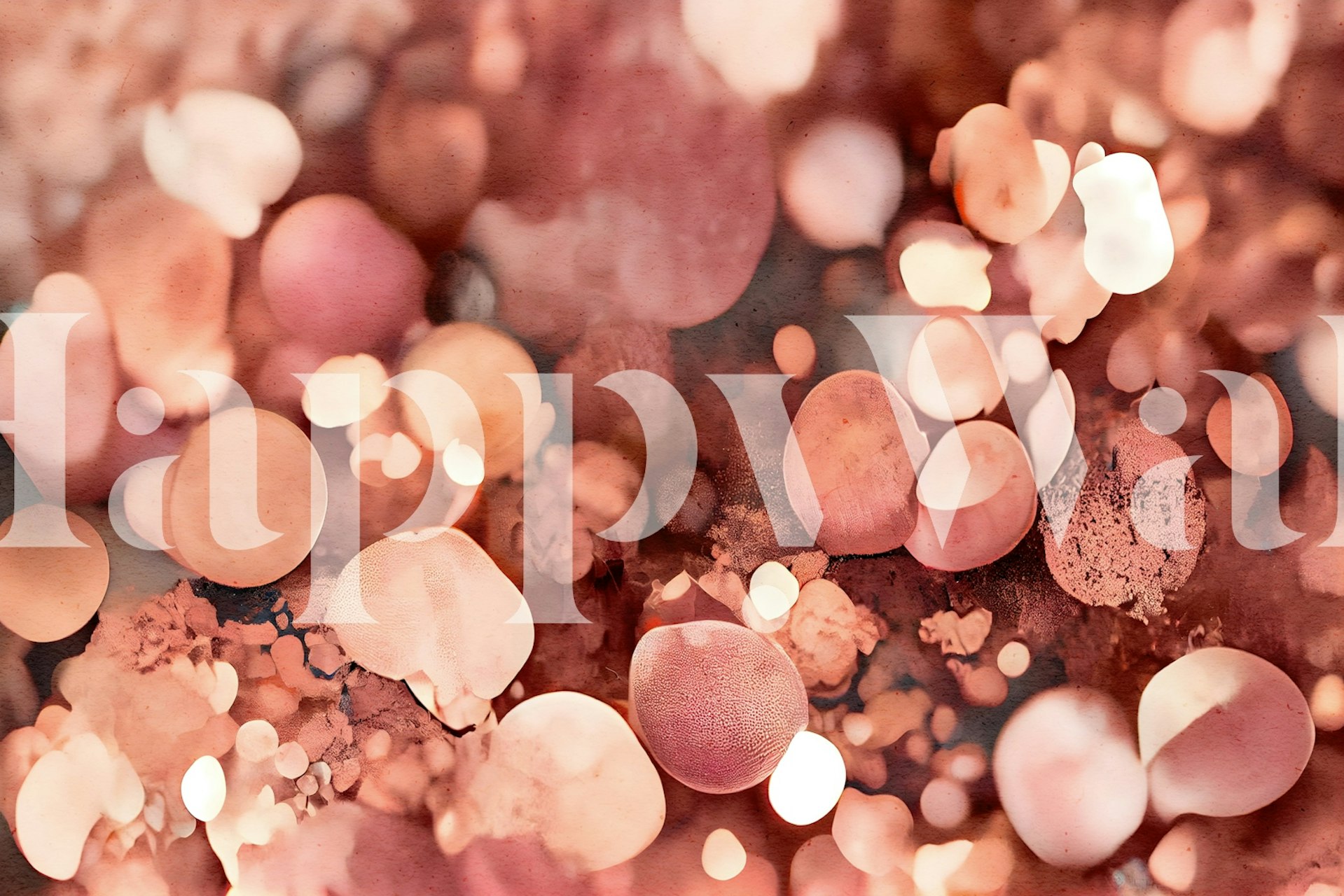 Warm-toned wall mural with rose and copper sparkles for home decor
