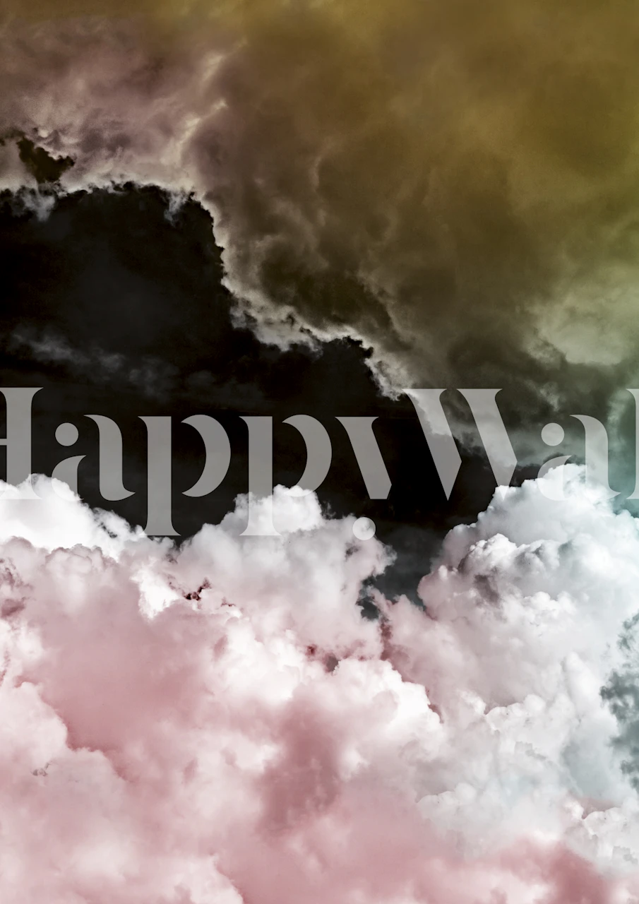 Pink clouds wallpaper in a room