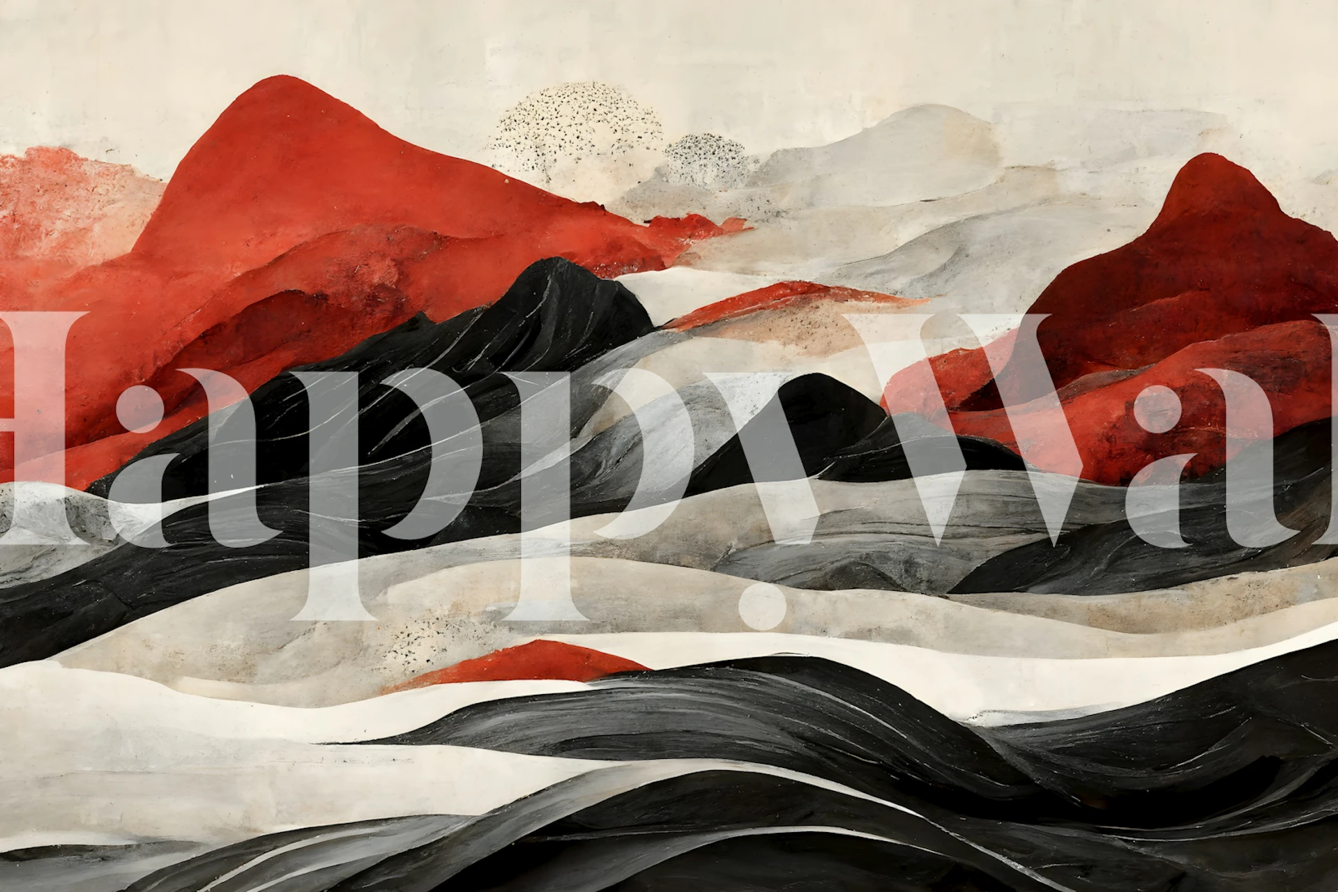 Abstract red and black mountain landscape wallpaper
