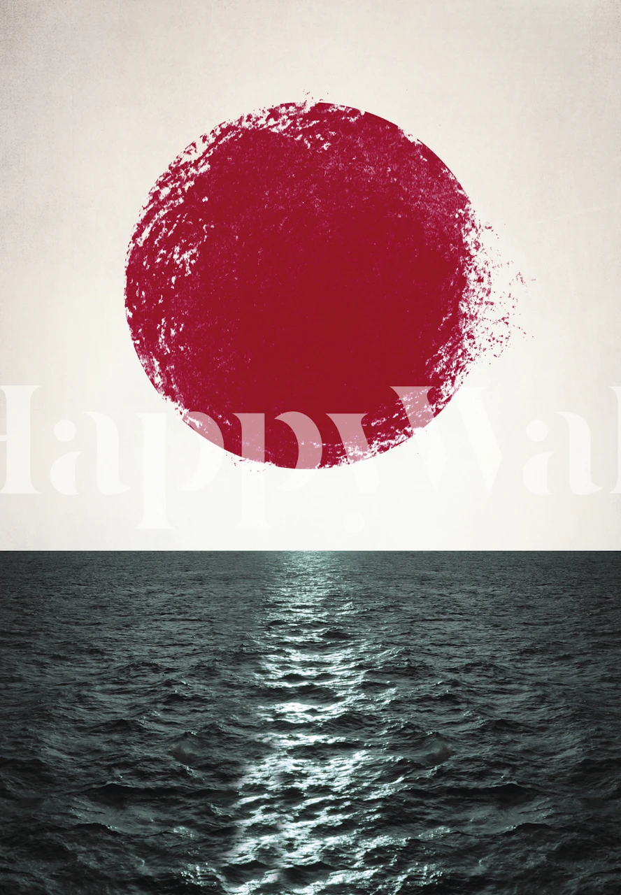 Sunset behang weergegeven in een kamer