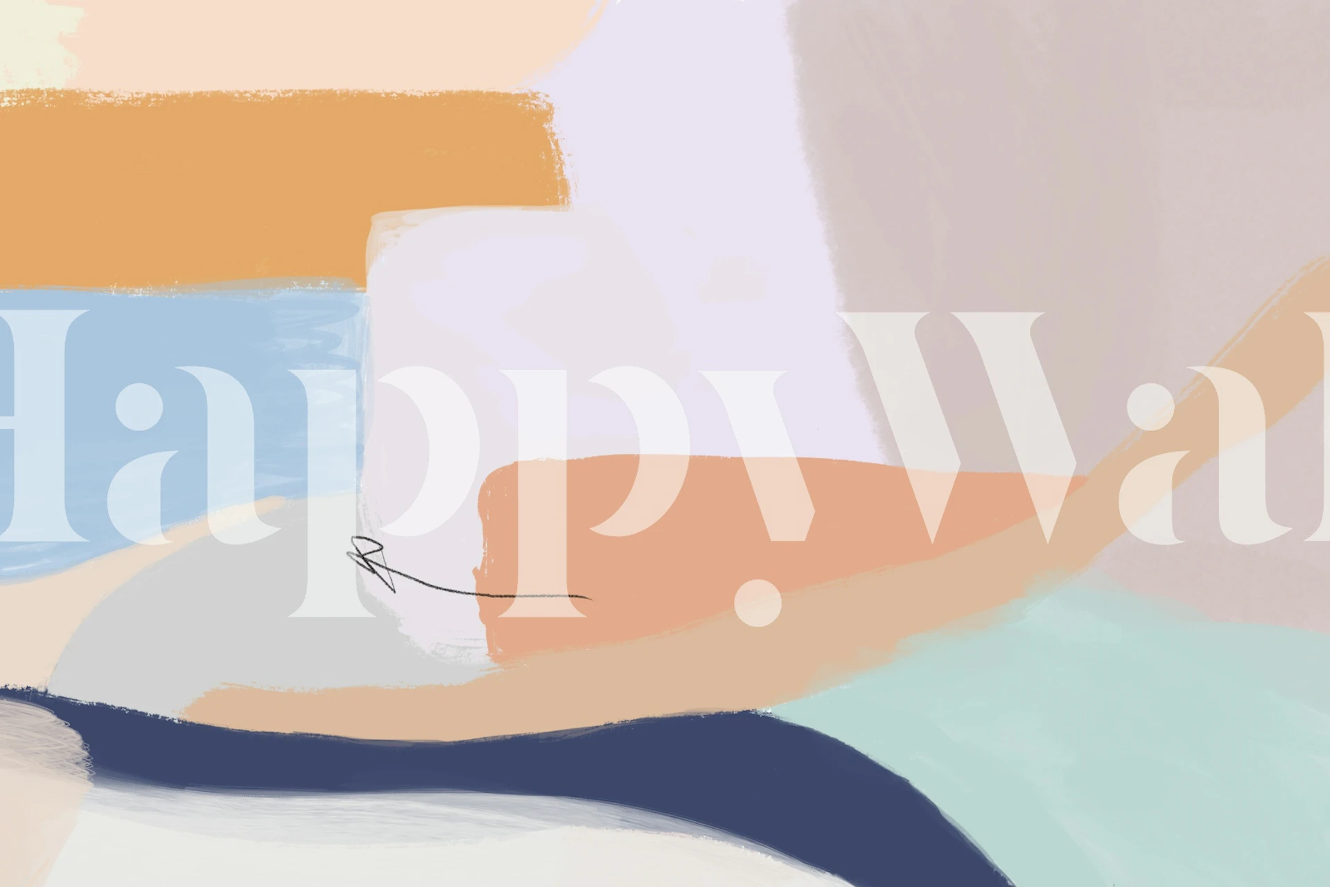 Abstract pastel colors in light blue, peach, and cream wallpaper