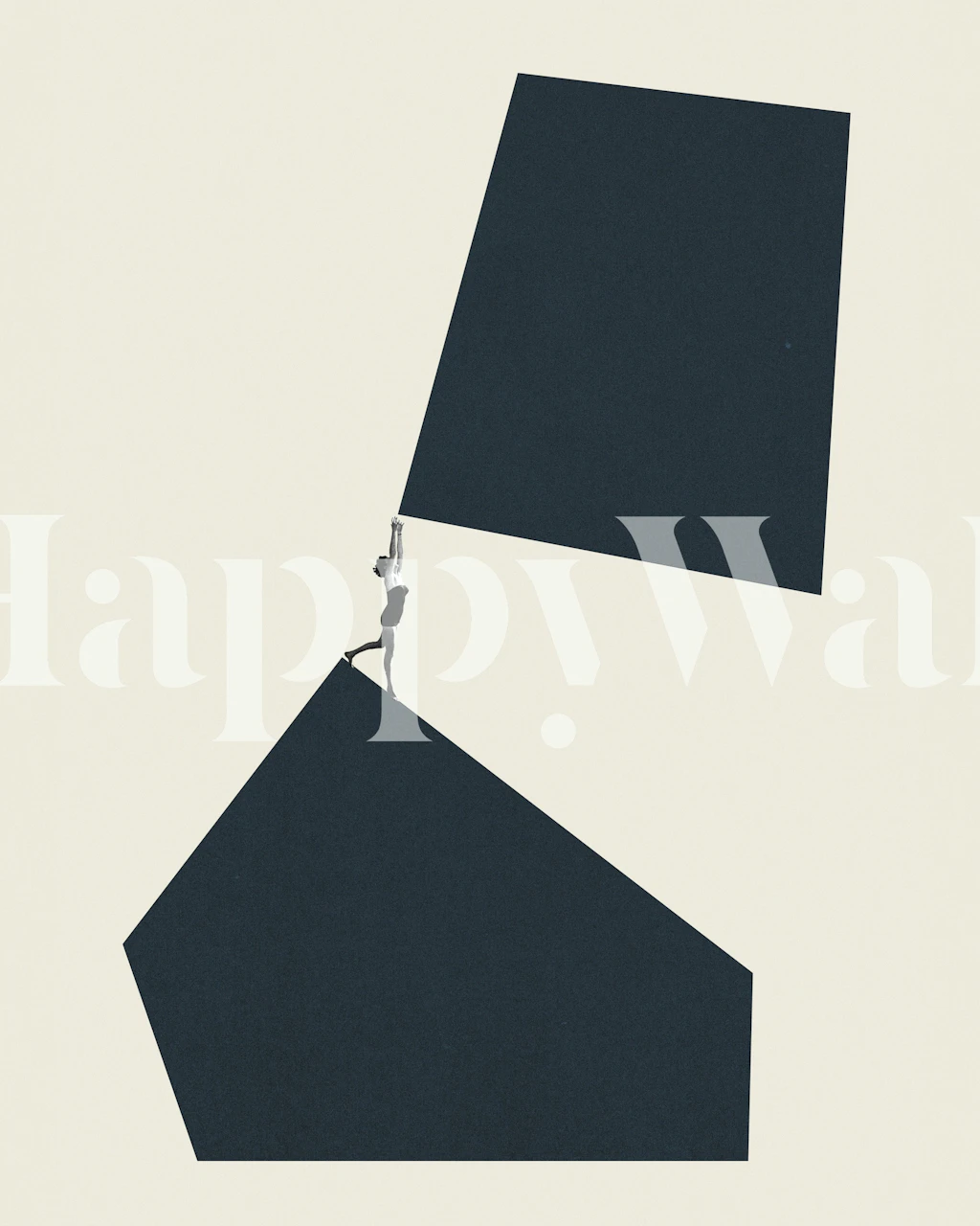 Geometric shapes in dark blue and cream modern wallpaper