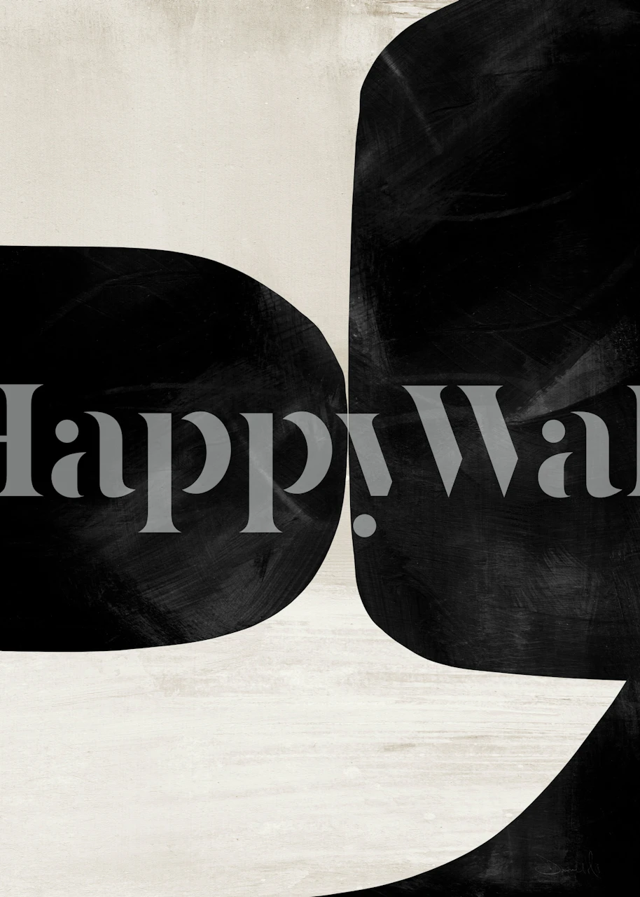 abstract black and white mural art in Night No2 design