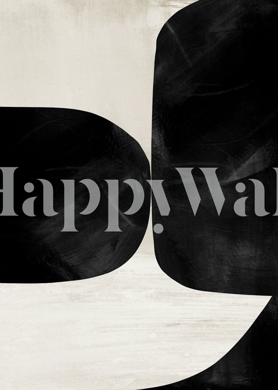 abstrakti mustavalkoinen seinämaalaus Night No2 -designissa