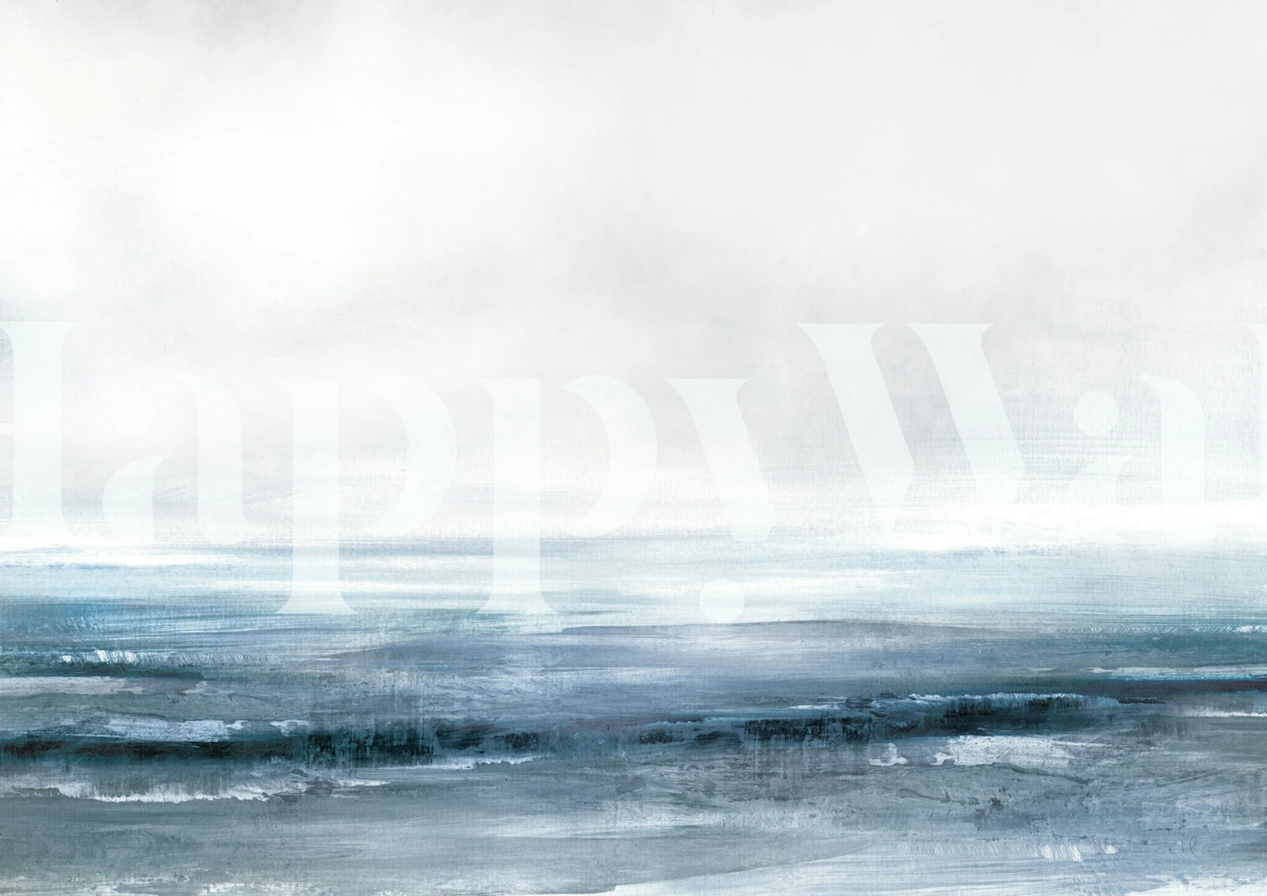 Papier peint mural horizon océanique tranquille avec des nuances de bleu et de gris