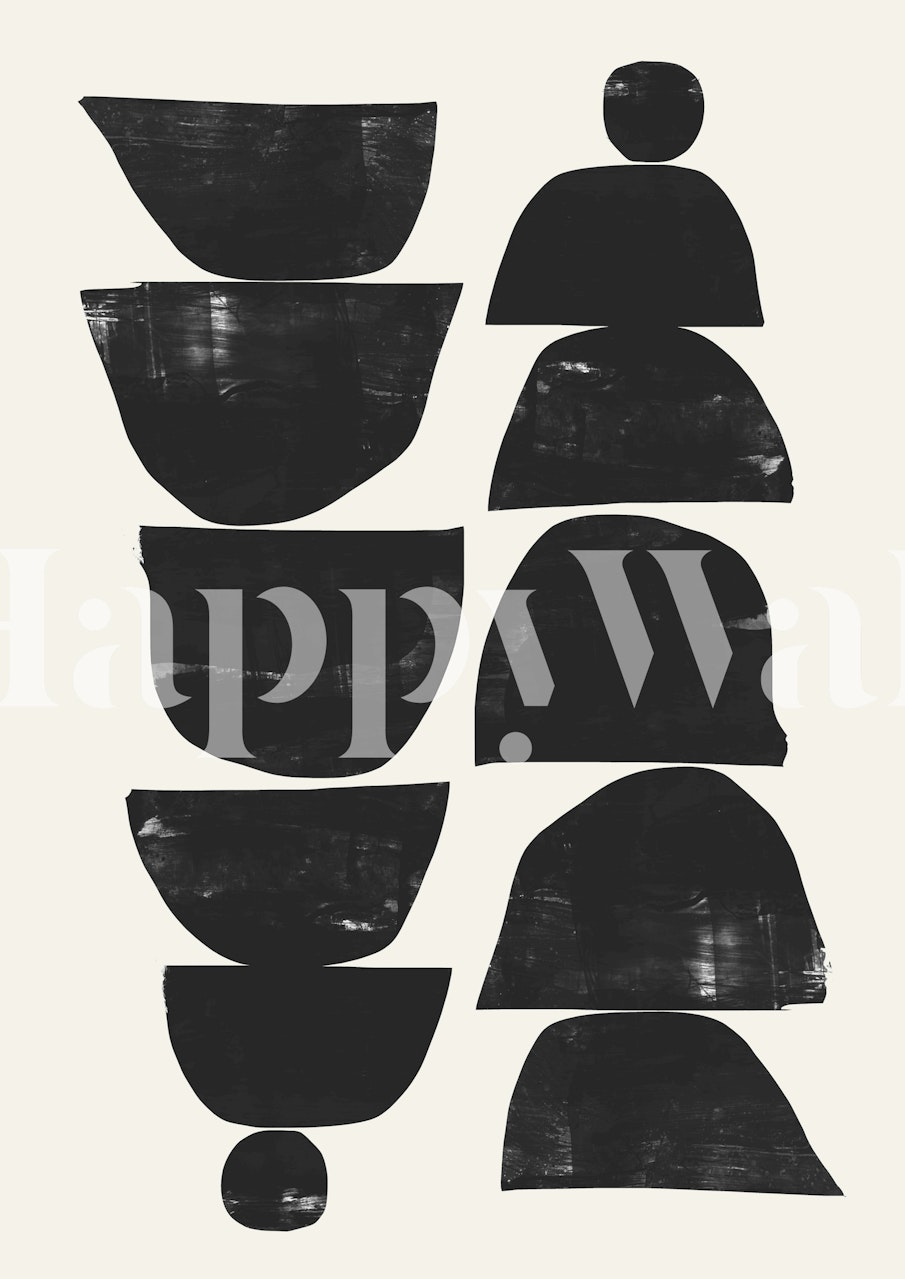 Fototapeta Stylizované černé botanické tvary na bílém pozadí