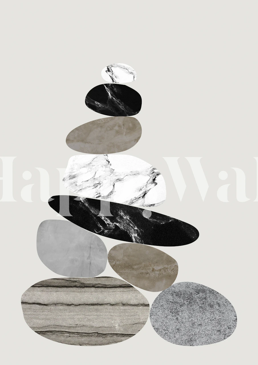 Stacked stones in black, white, and gray colors wallpaper