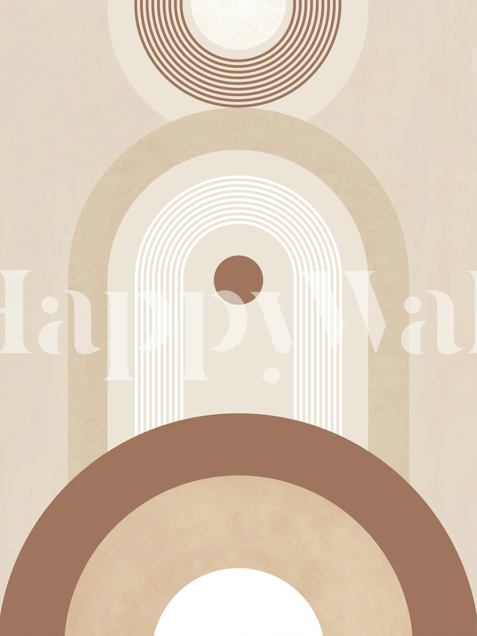 Geometric arches in beige and brown tones wallpaper