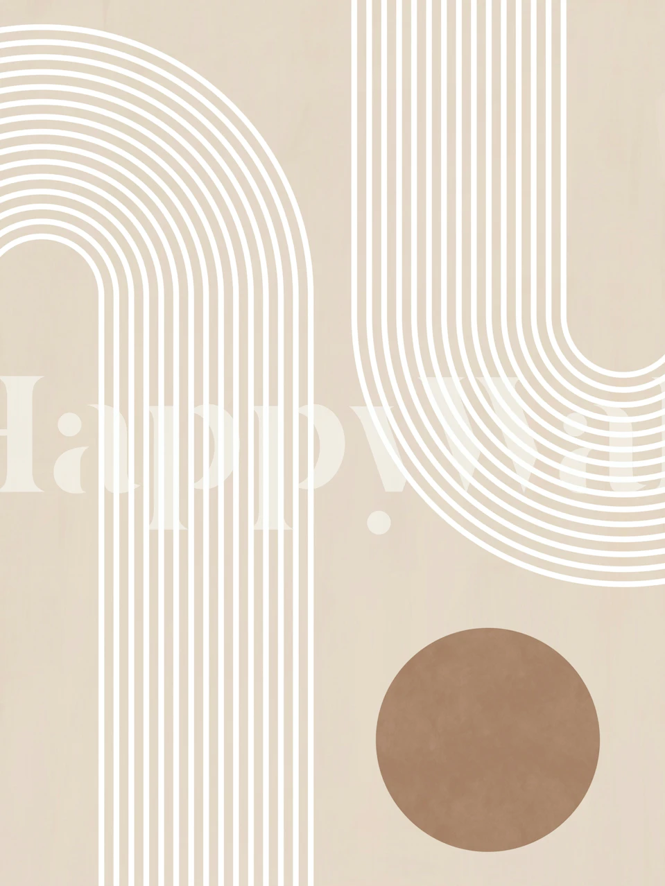 Beige Arc Poster No1 wall mural with abstract curved lines and circle