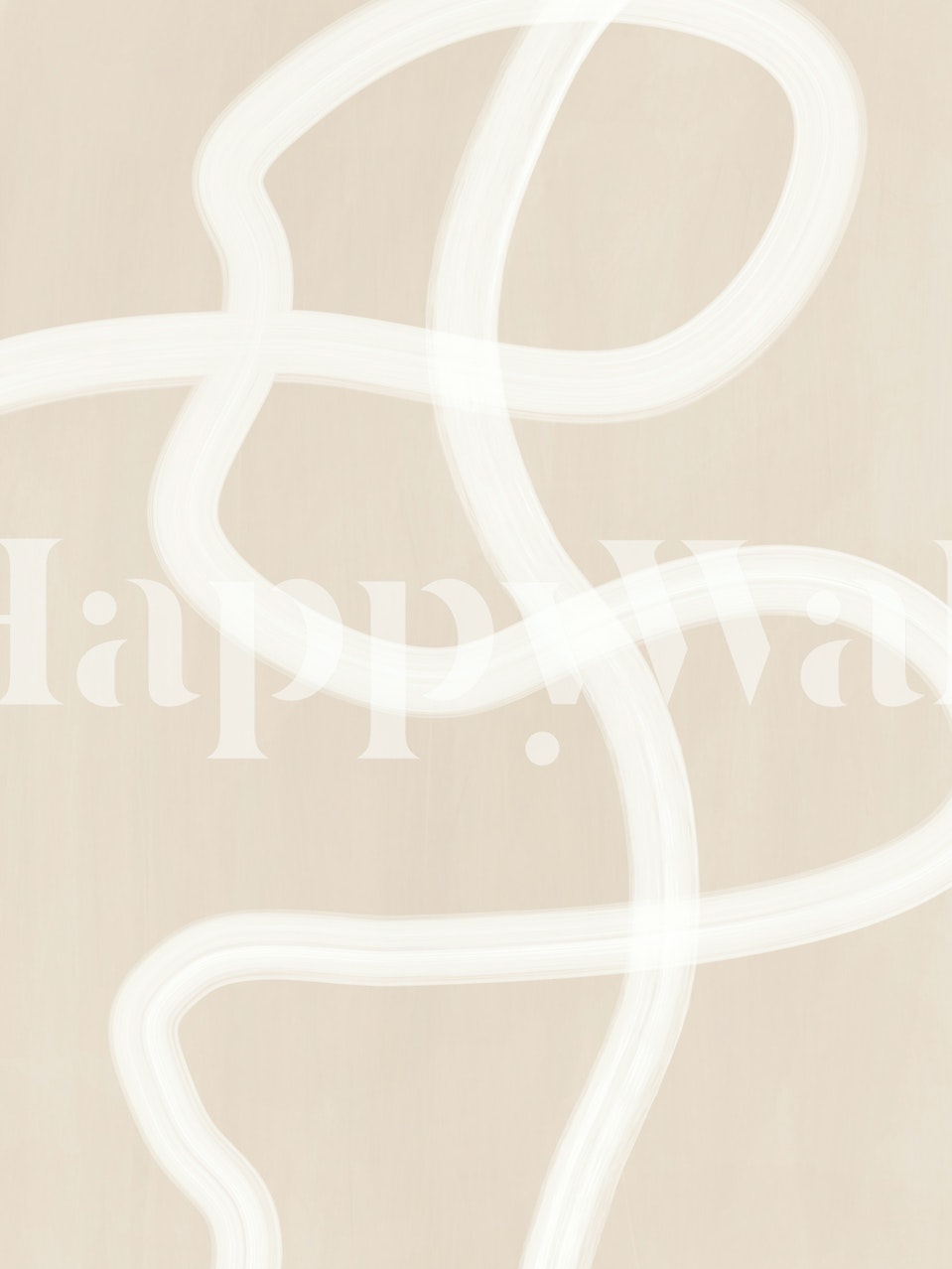 Abstrakte hvide penselstrøg på et neutralt baggrundsvægmaleri