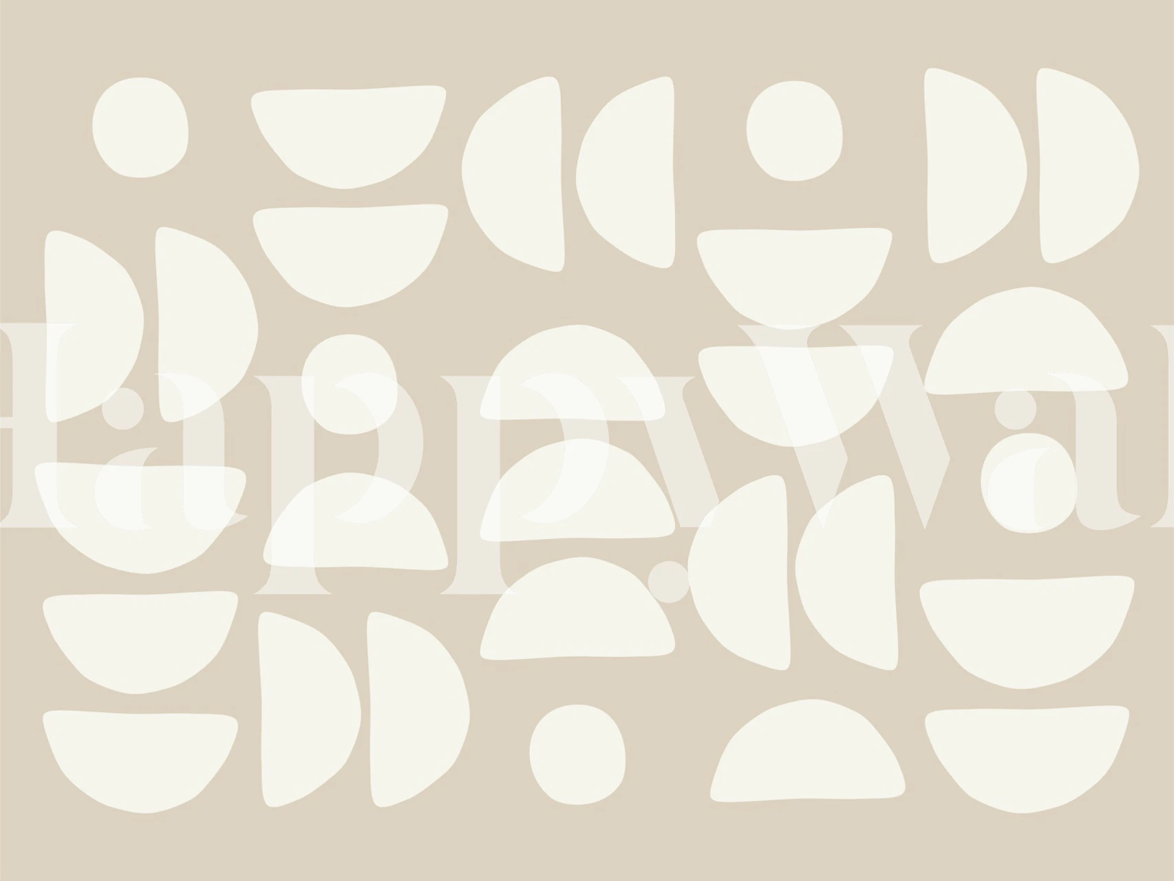 Abstract pattern featuring white half circles and circles on a beige background wallpaper