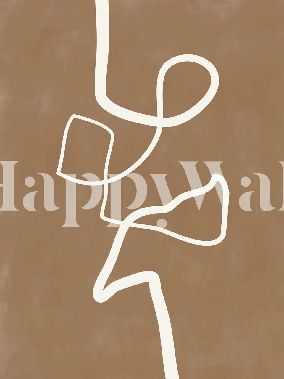 Brown abstract line art on a neutral background wallpaper