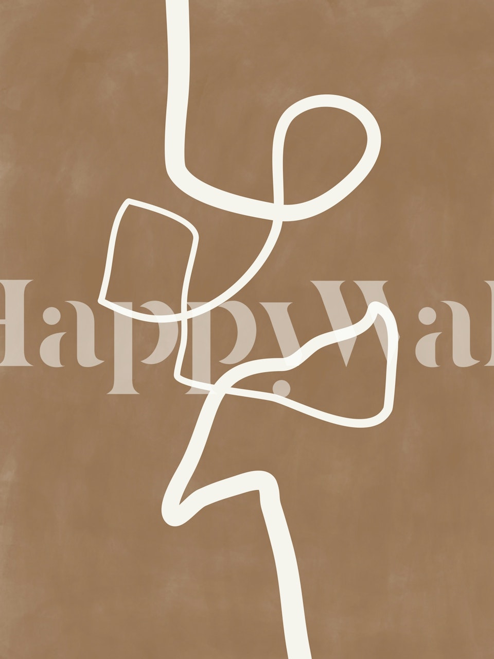 Brown abstract line art on a neutral background wallpaper