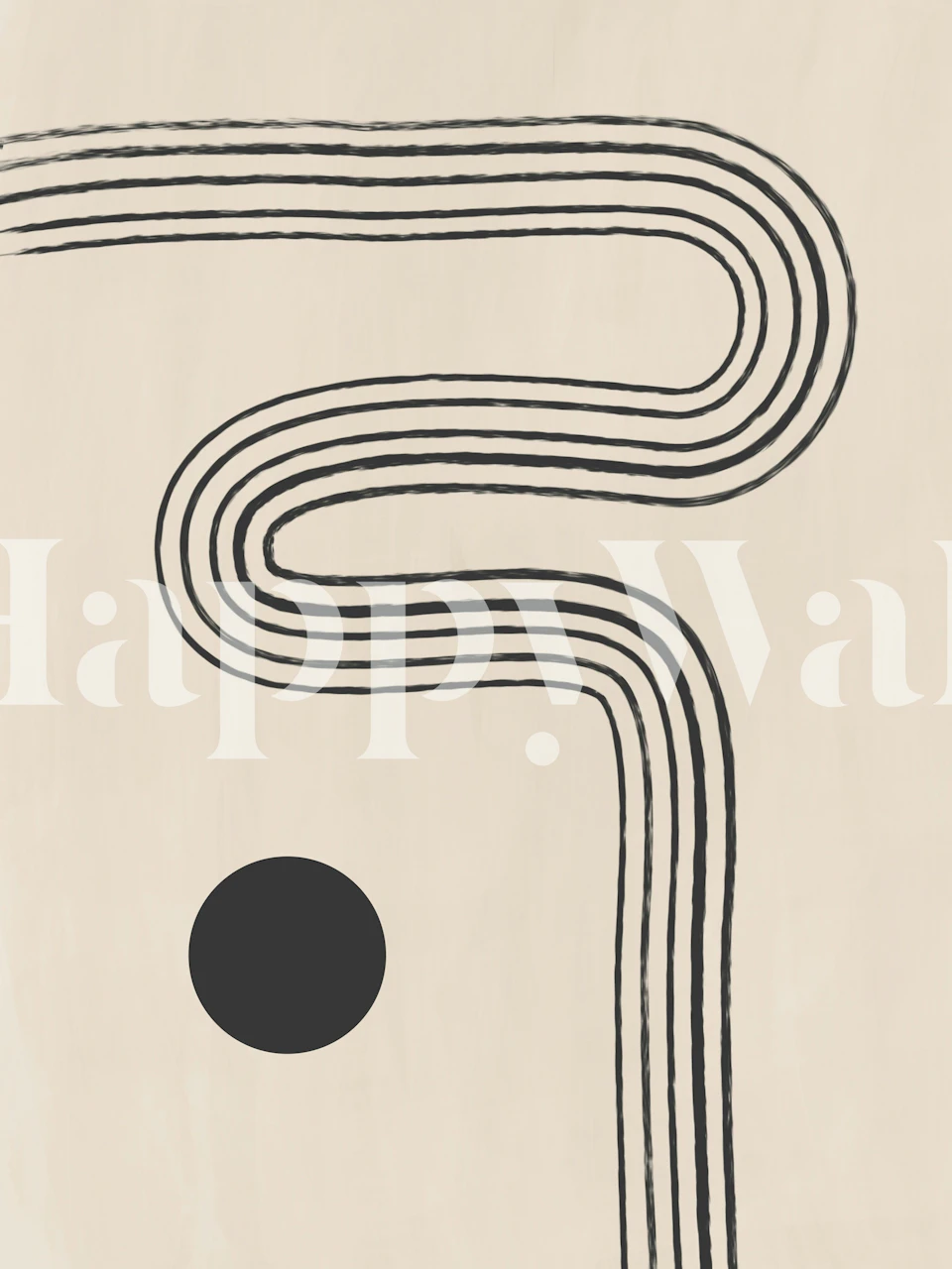 Minimalist abstract lines wall mural with a singular dot