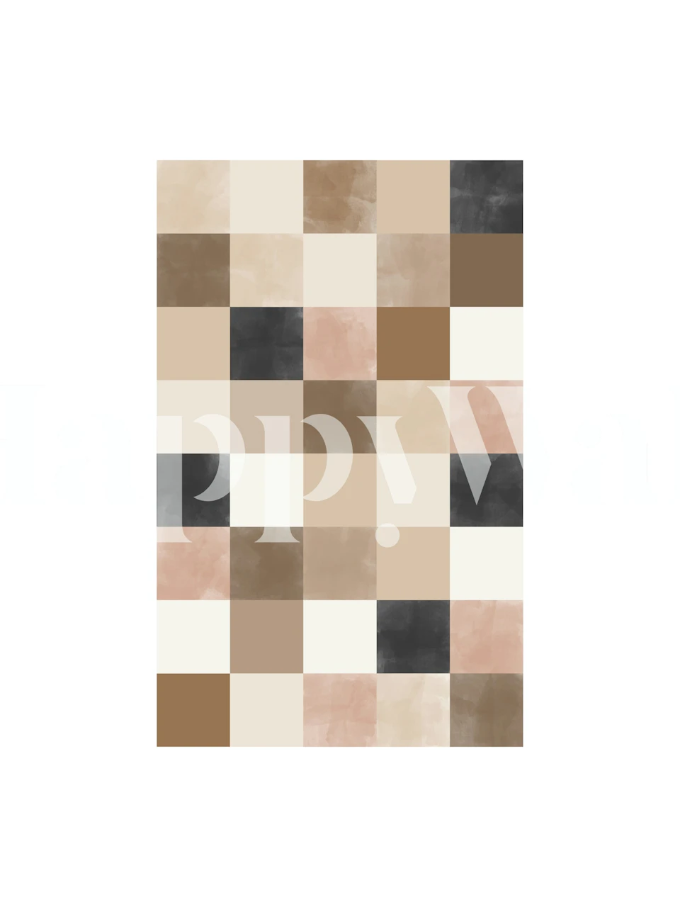 Abstract rasterpatroon muurschildering in aardetinten