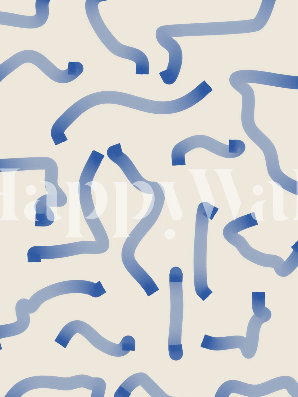 Curved blue lines on a soft cream background wallpaper