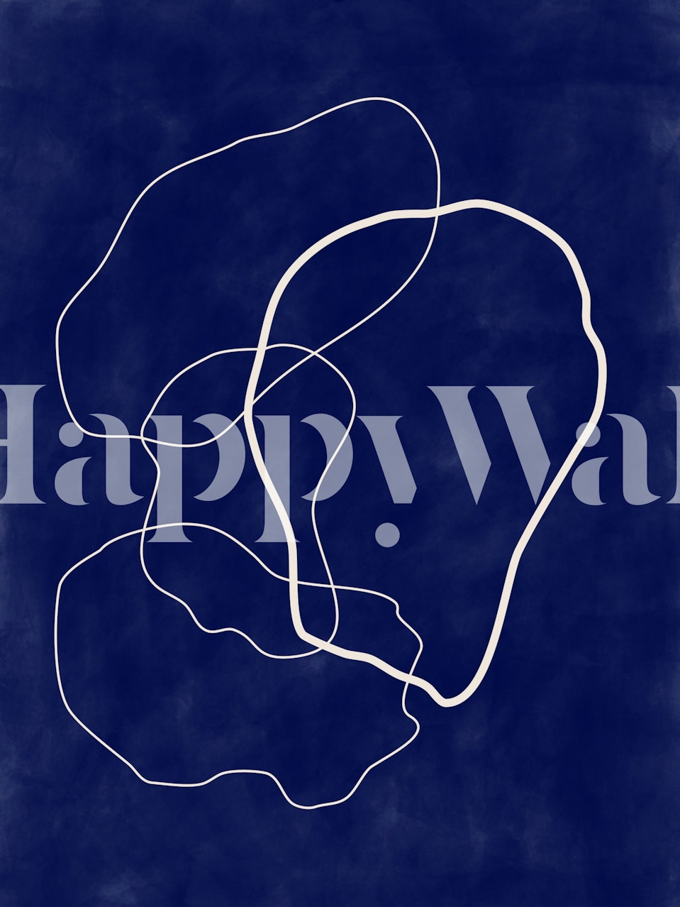 Papier peint mural abstrait au trait blanc sur fond indigo