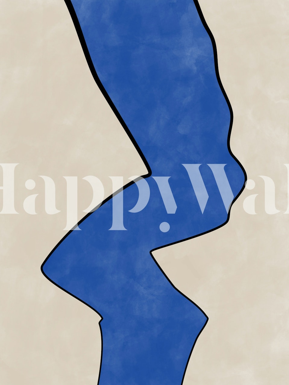 Abstract indigo streak on cream background wall mural