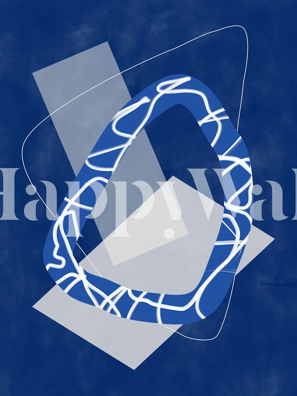 Abstract blue wallpaper with geometric shapes and white lines