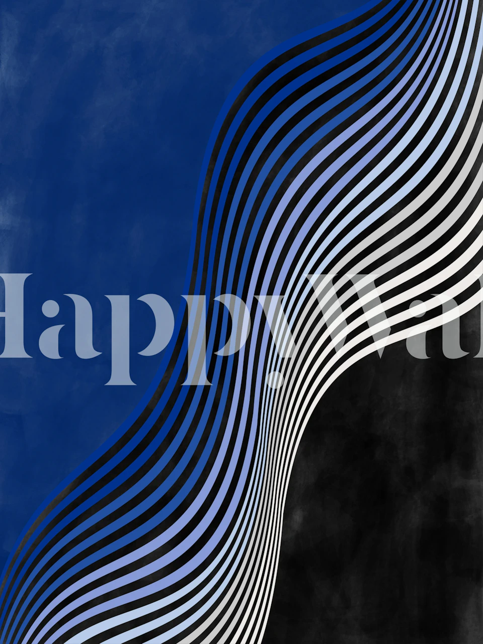 Abstraktní fototapeta s indigově modrou a černo-bílou vlnou s názvem 3x4 Aspectratio Indigo38