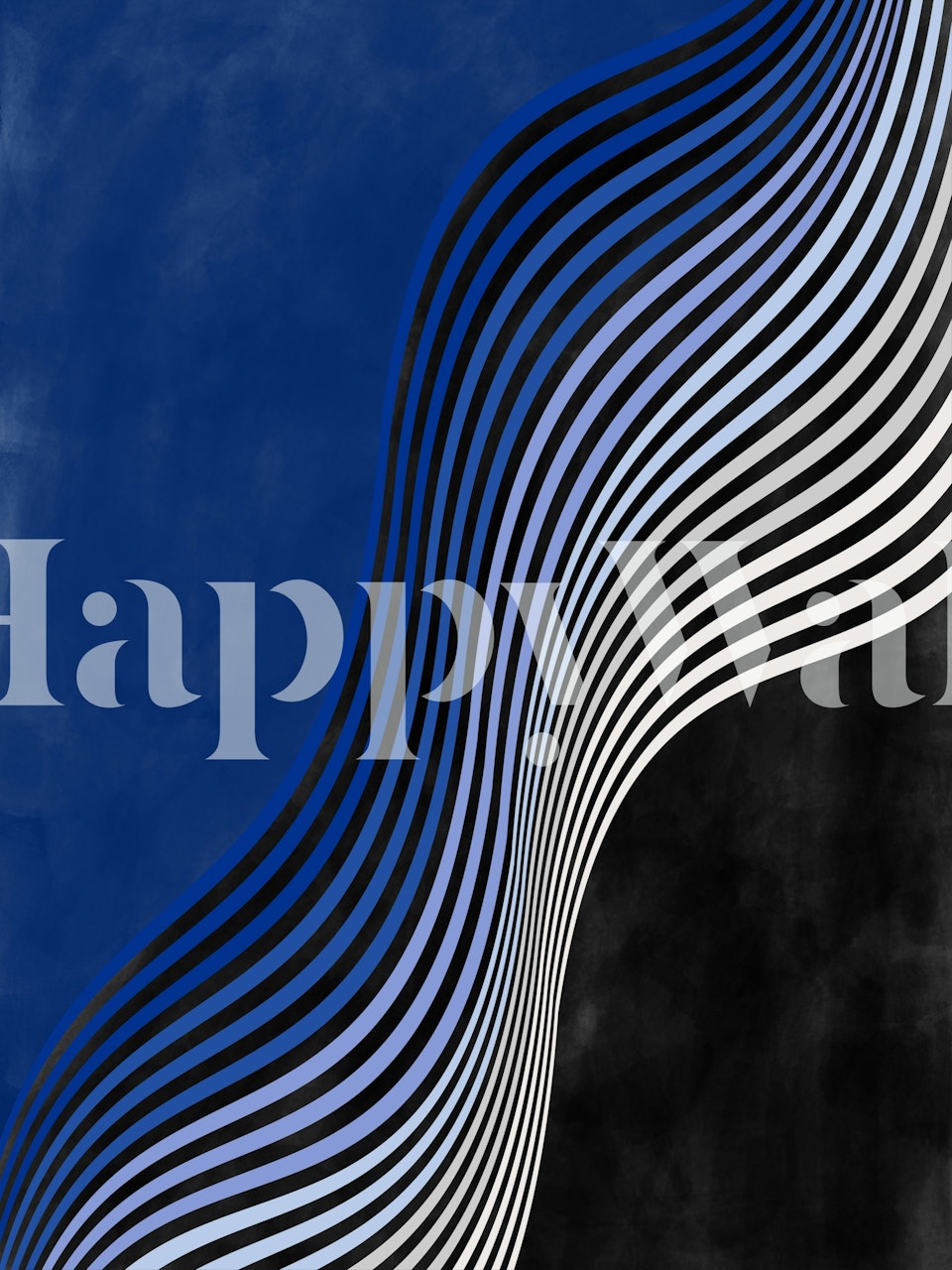 Abstraktní fototapeta s indigově modrou a černo-bílou vlnou s názvem 3x4 Aspectratio Indigo38