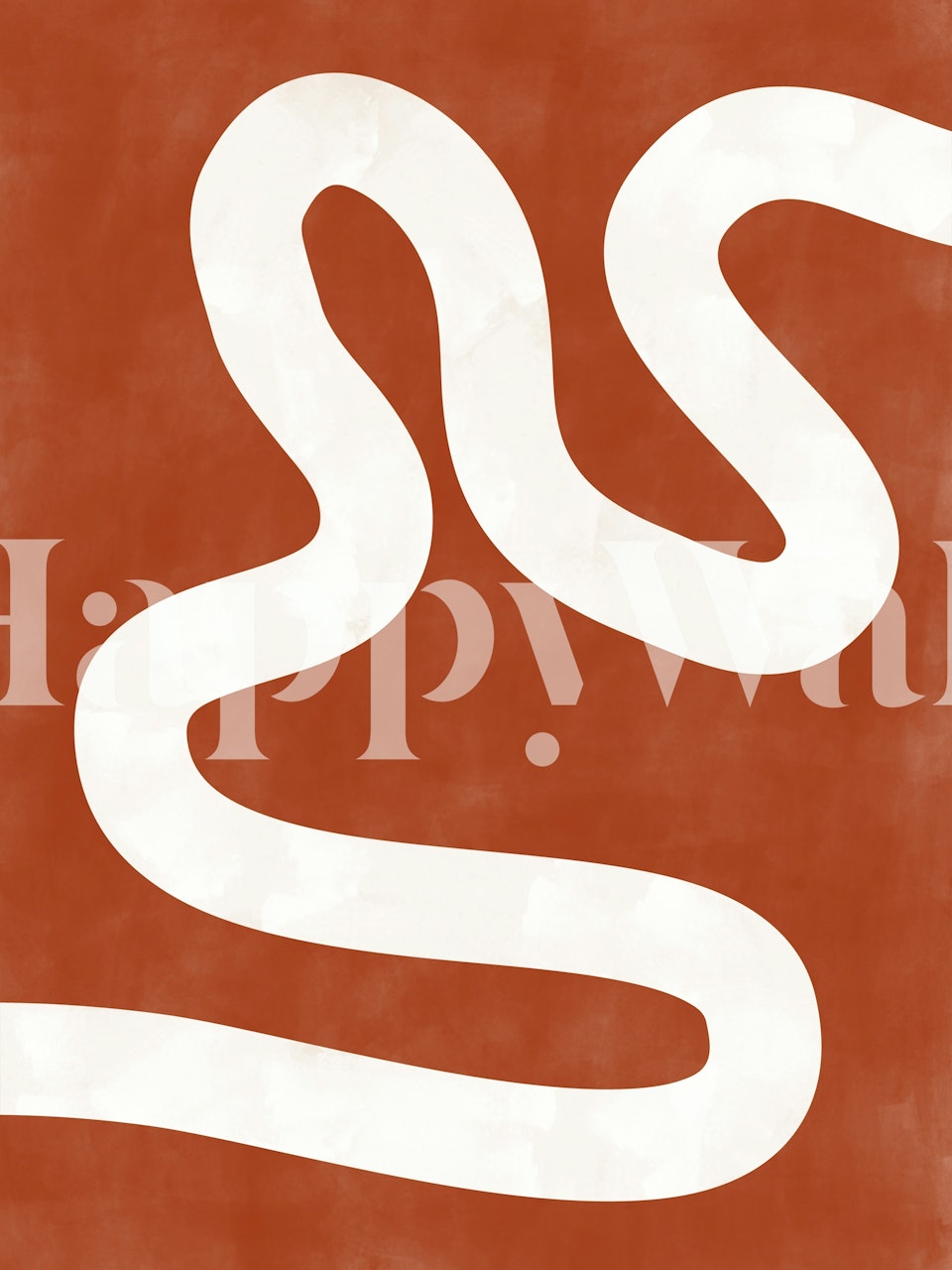 Abstract white curves on a terracotta background wallpaper