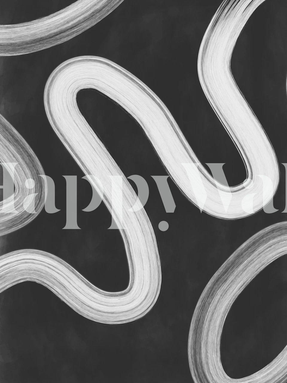 apstraktne crno-bijele fluidne linije zidni mural