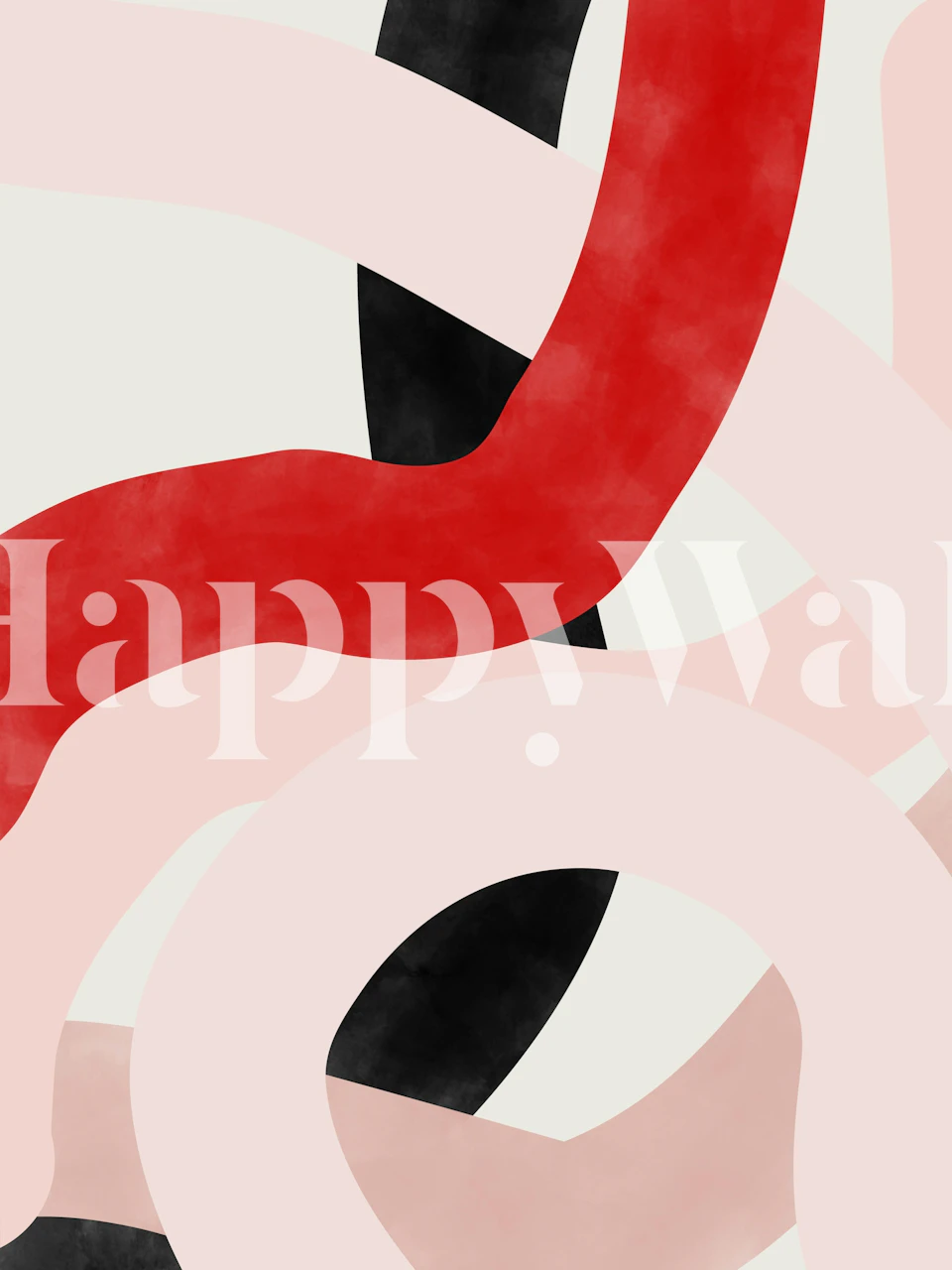 Abstract red, black, and pink geometric shapes wall mural