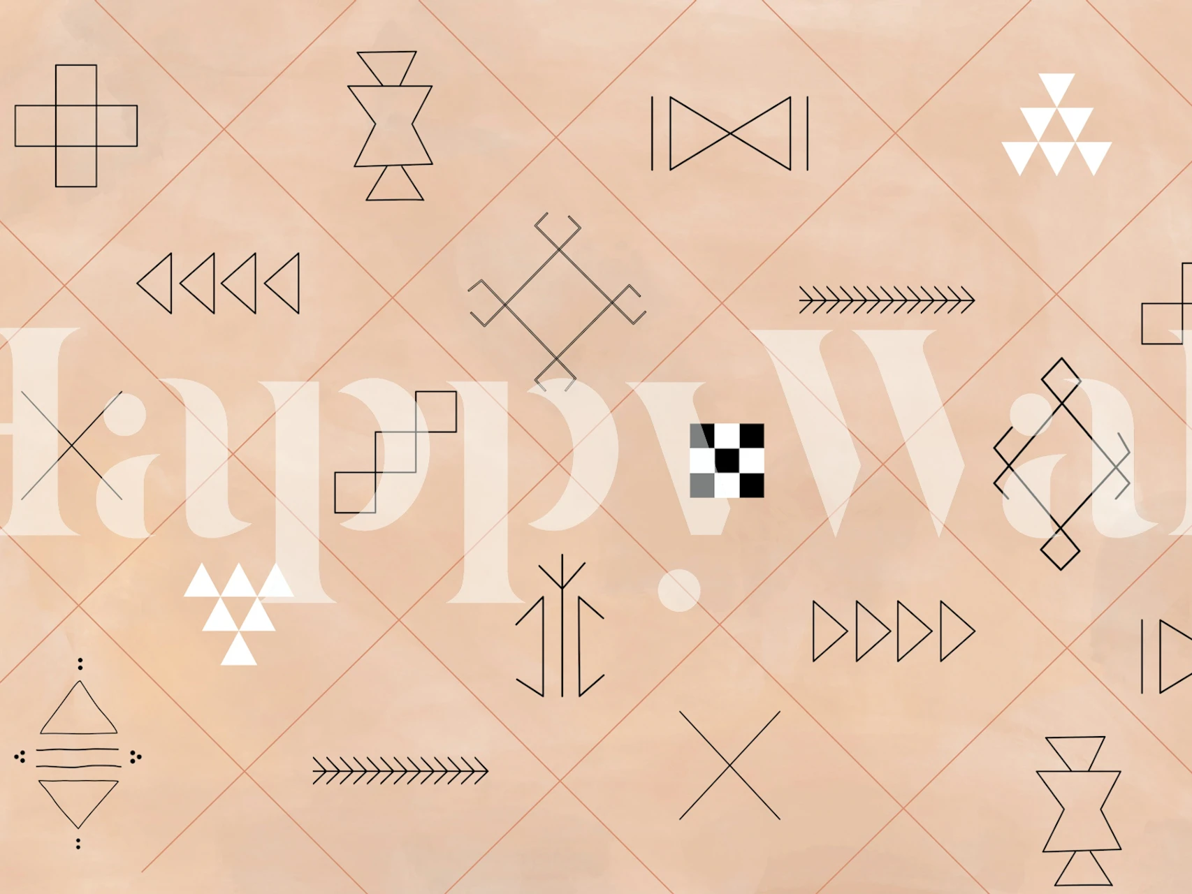 Soft pink wall mural with geometric and tribal patterns, named 3x4 Aspectratiosoftpink21.