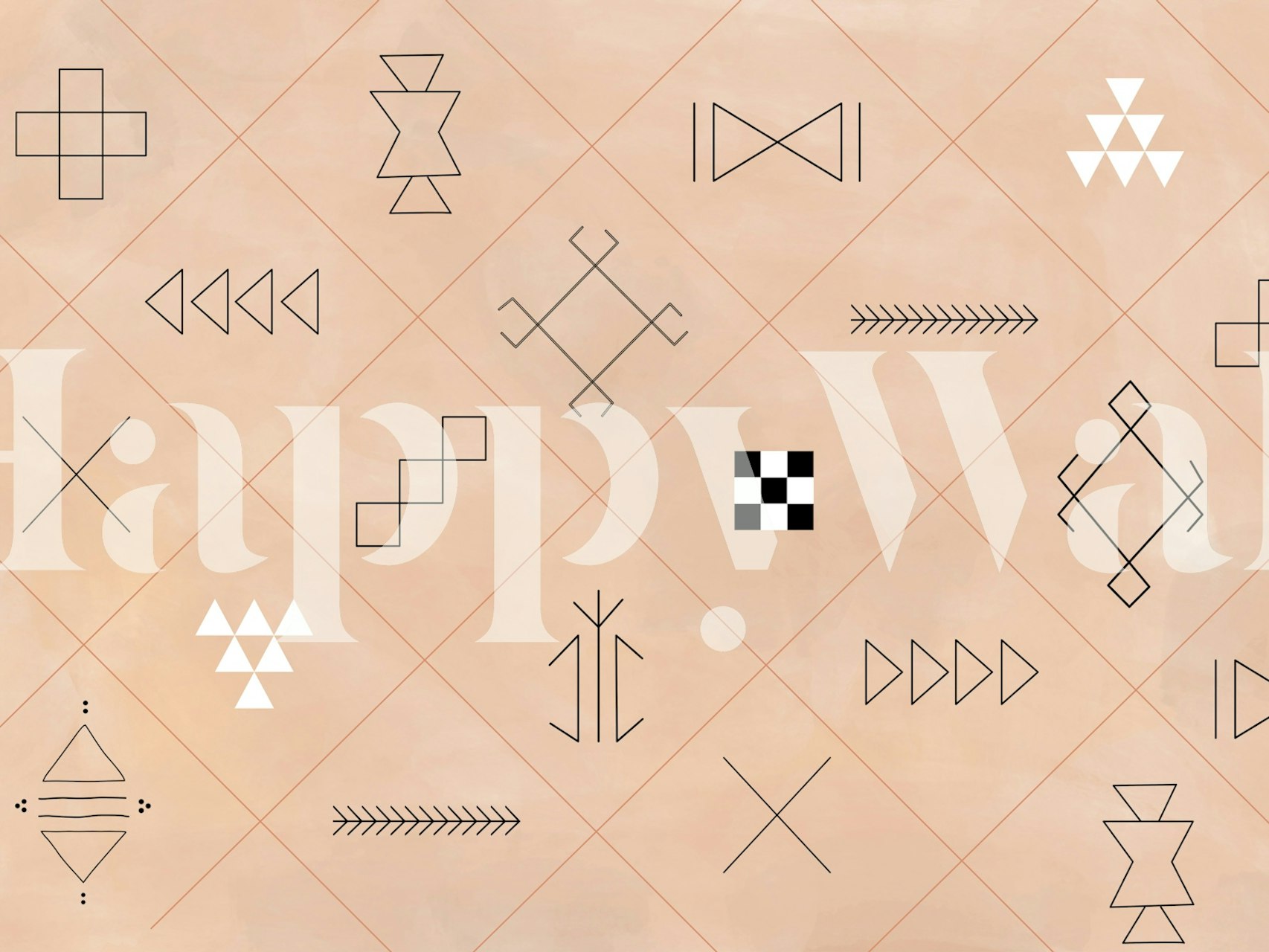 Soft pink wall mural with geometric and tribal patterns, named 3x4 Aspectratiosoftpink21.