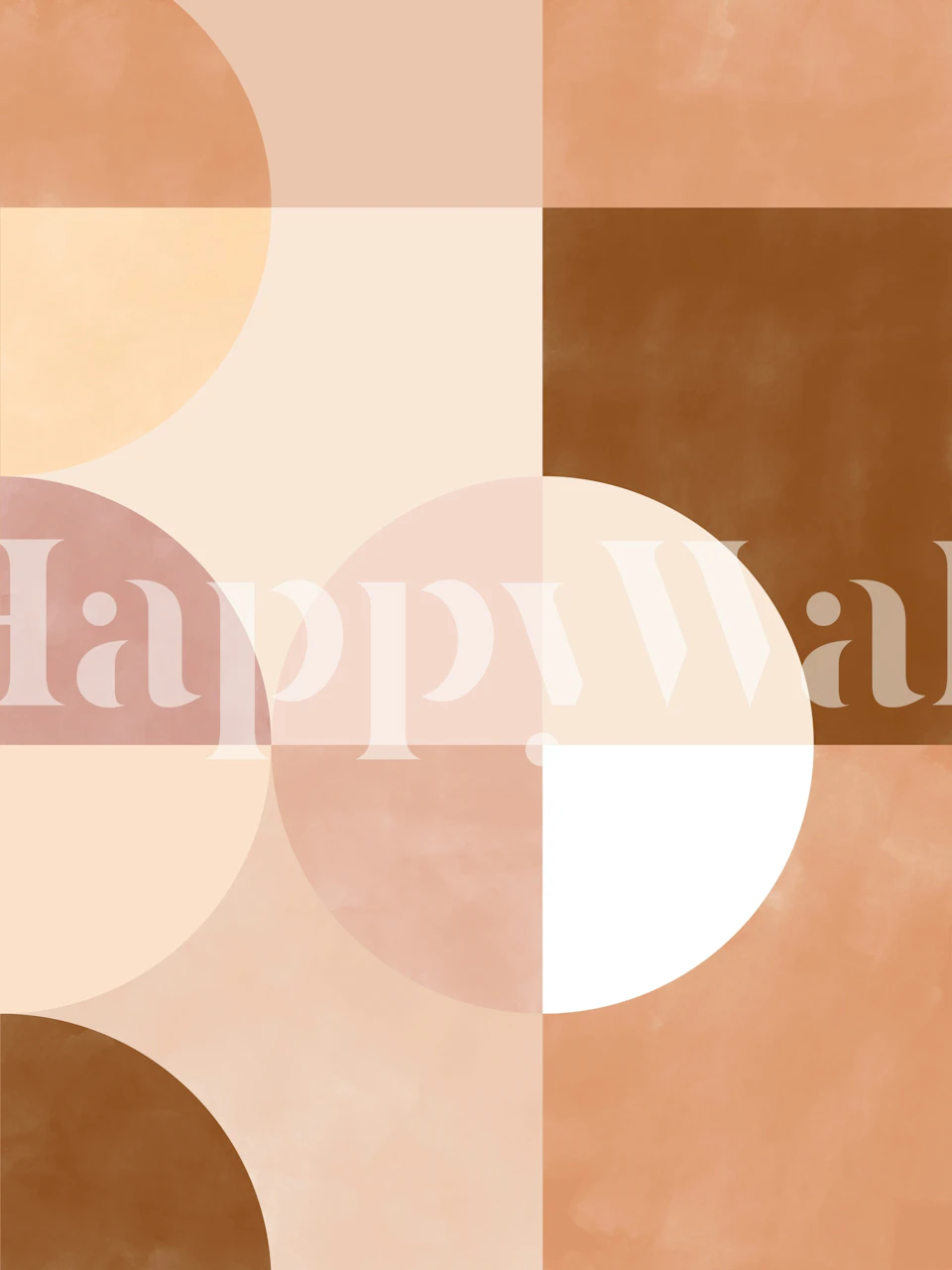 Soft pink and brown geometric circles pattern wallpaper