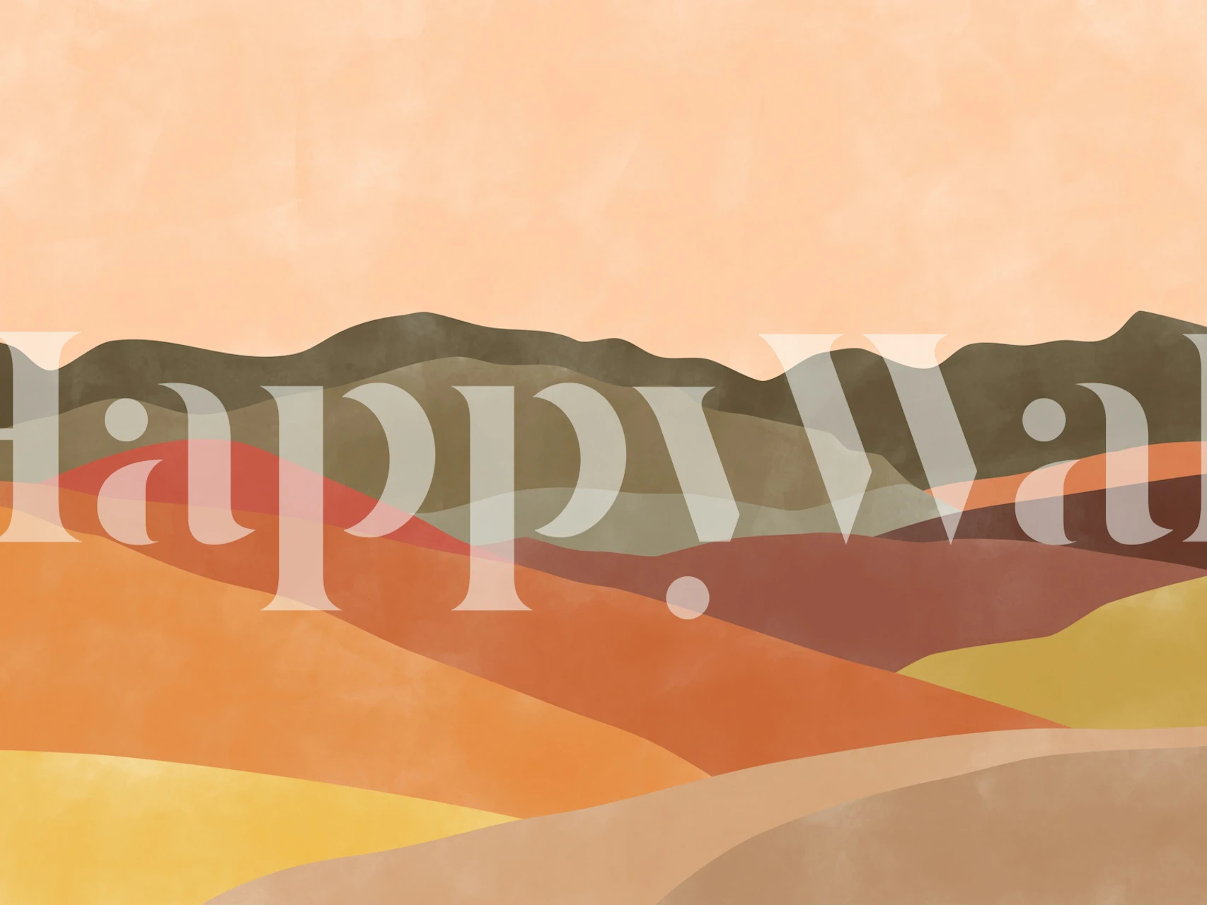 Abstract landscape with earthy colors like red, orange, yellow, and green wallpaper