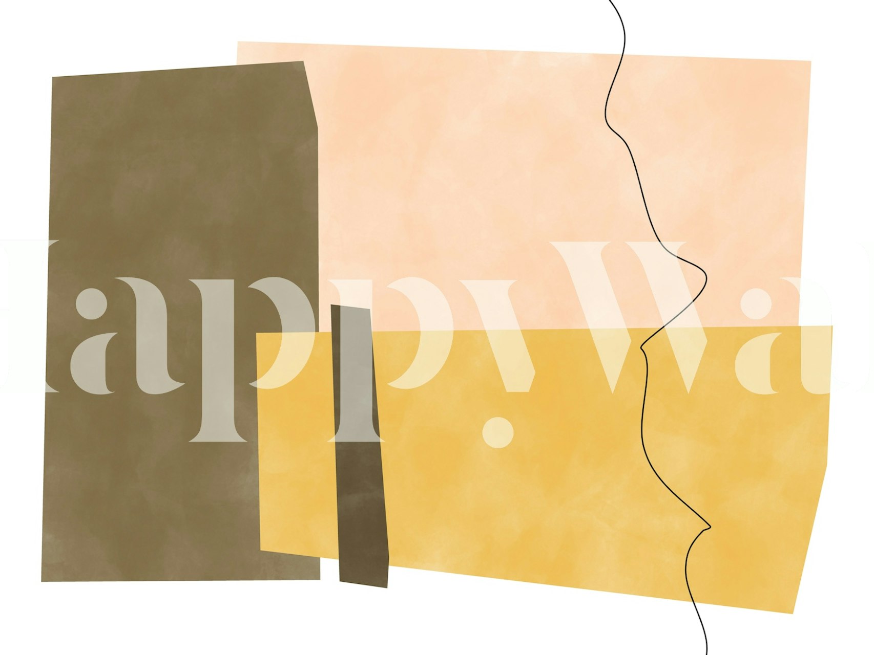 Abstract shapes in yellow, pink, and brown tones wallpaper