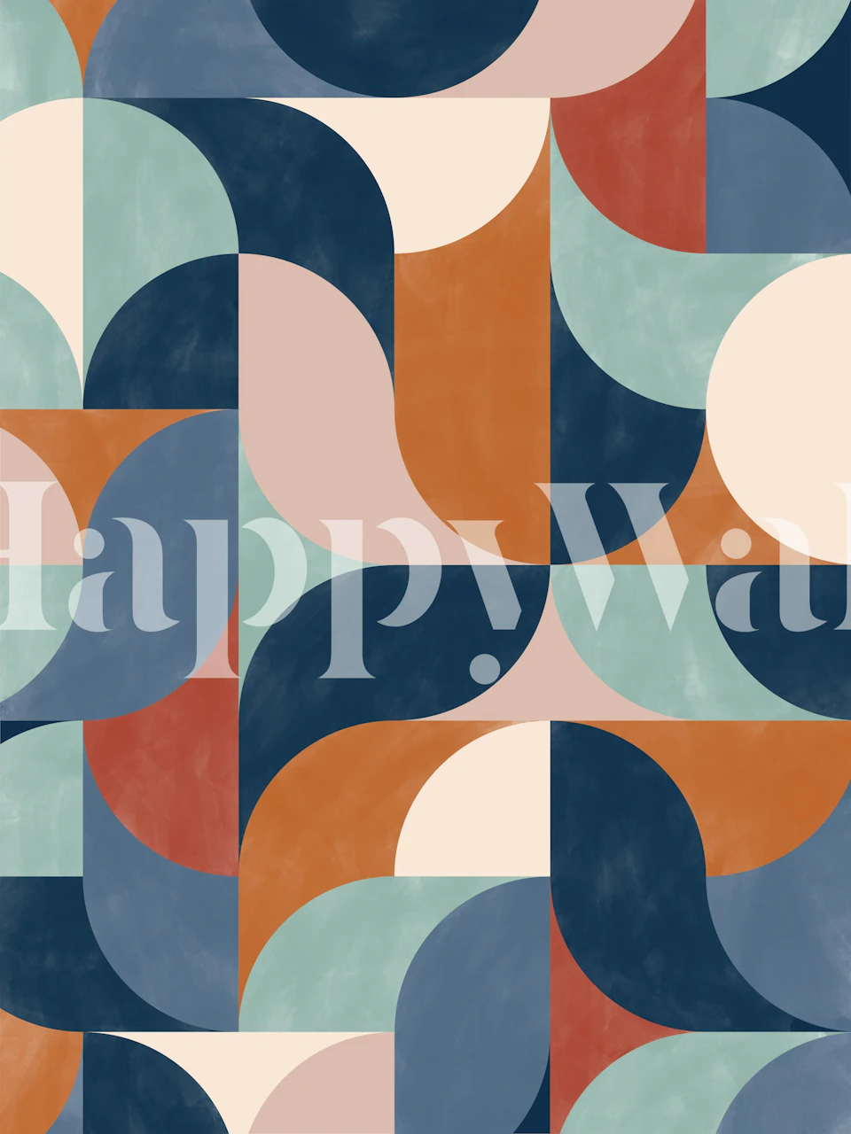 Bunte geometrische Muster in Blau, Rost und Creme Tapete