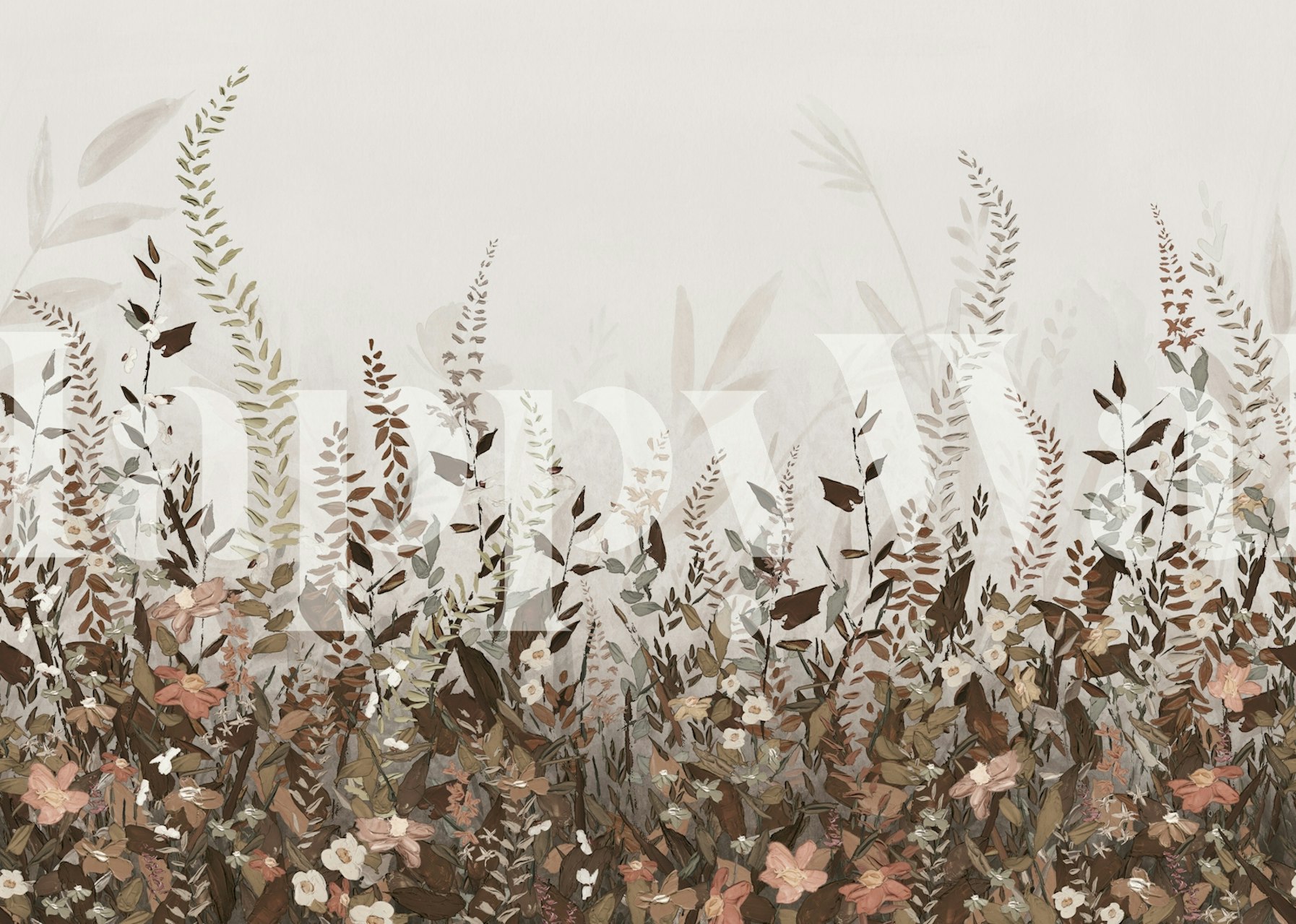 Elegante murale floreale con fiori che sbocciano e uno sfondo sereno