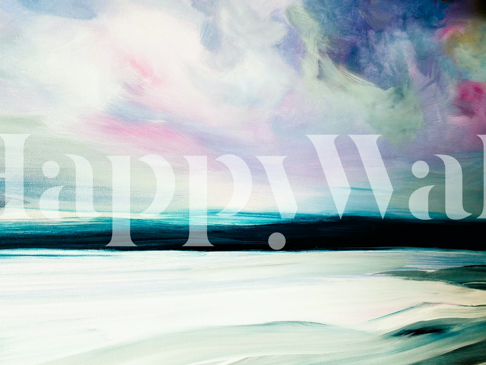 Abstract ocean landscape in blue and pastel hues wallpaper