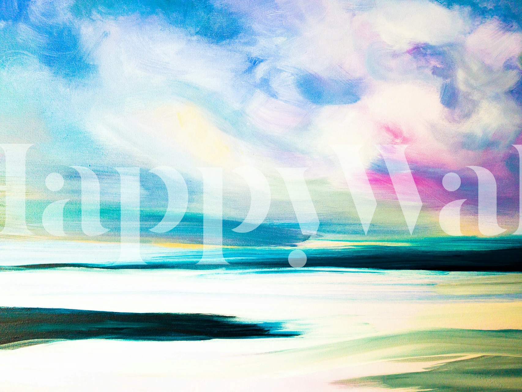 Abstract clouds in blue, pink, and white colors wallpaper