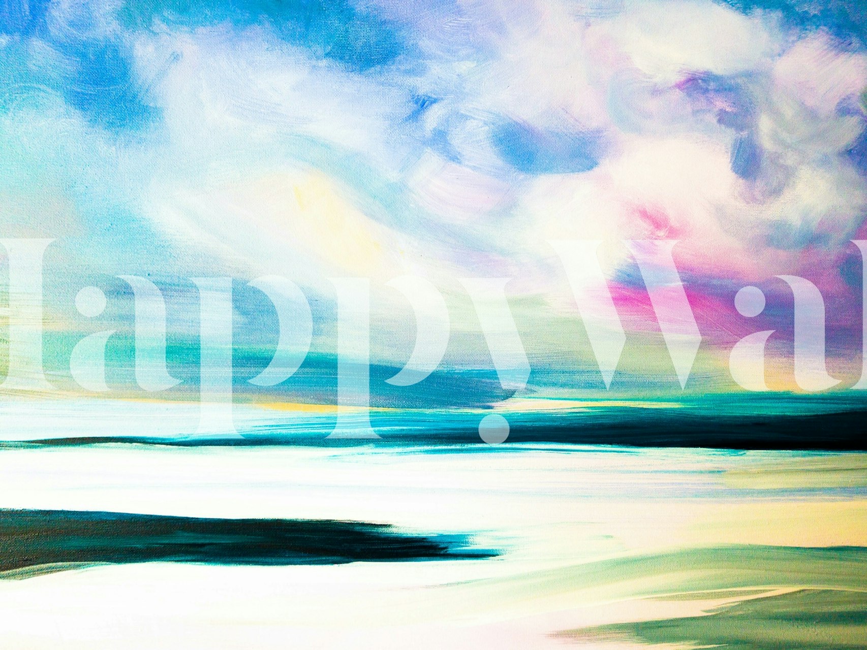 Abstract clouds in blue, pink, and white colors wallpaper