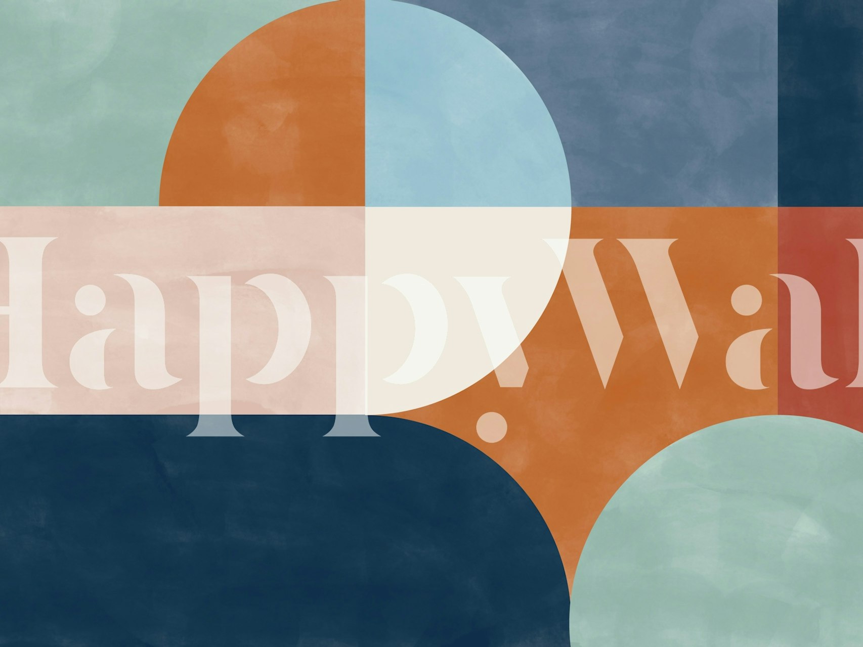 Colorful geometric shapes in blue, orange, and mint wallpaper