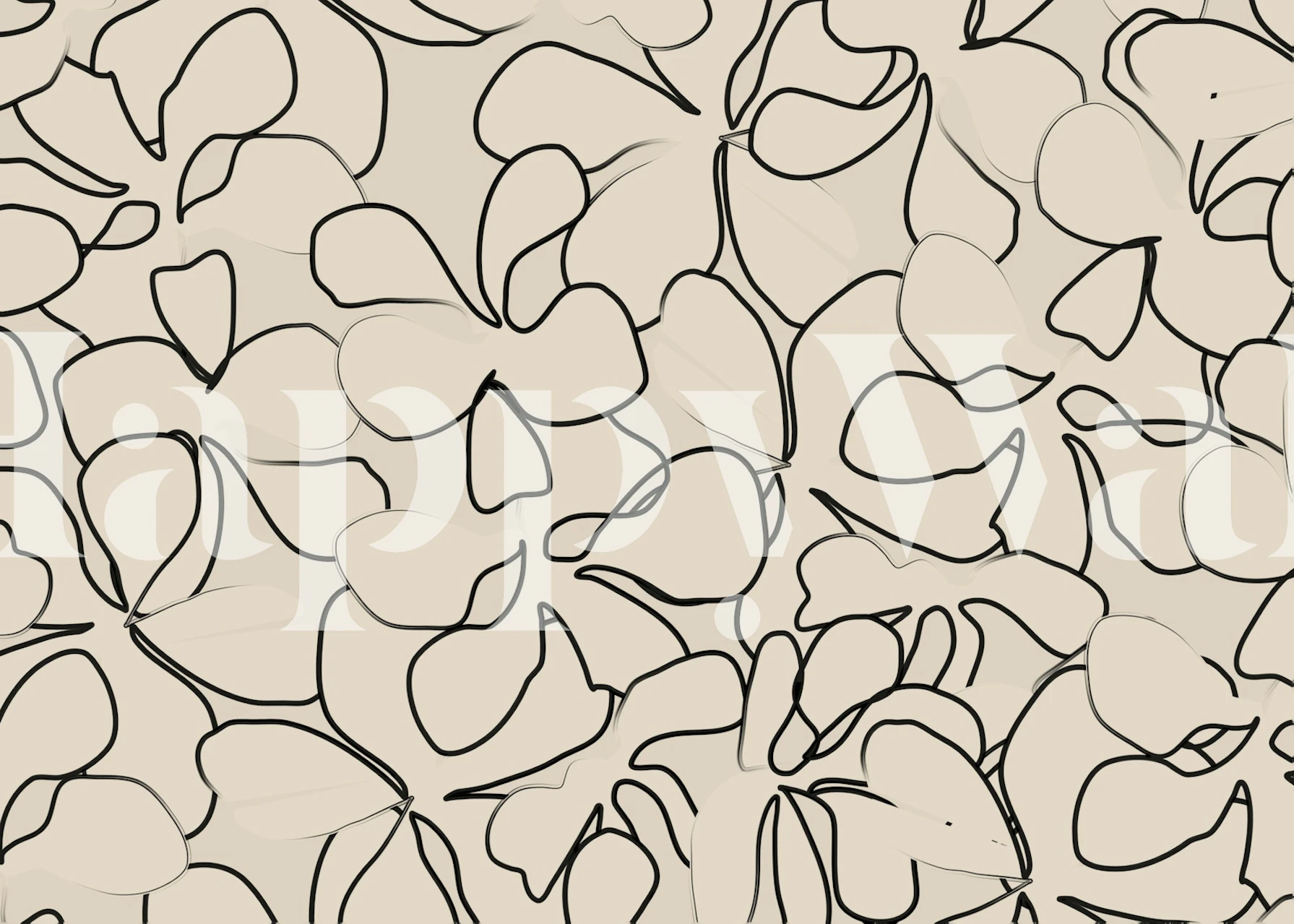 Abstrakcyjna fototapeta z botanicznym wzorem w neutralnych odcieniach