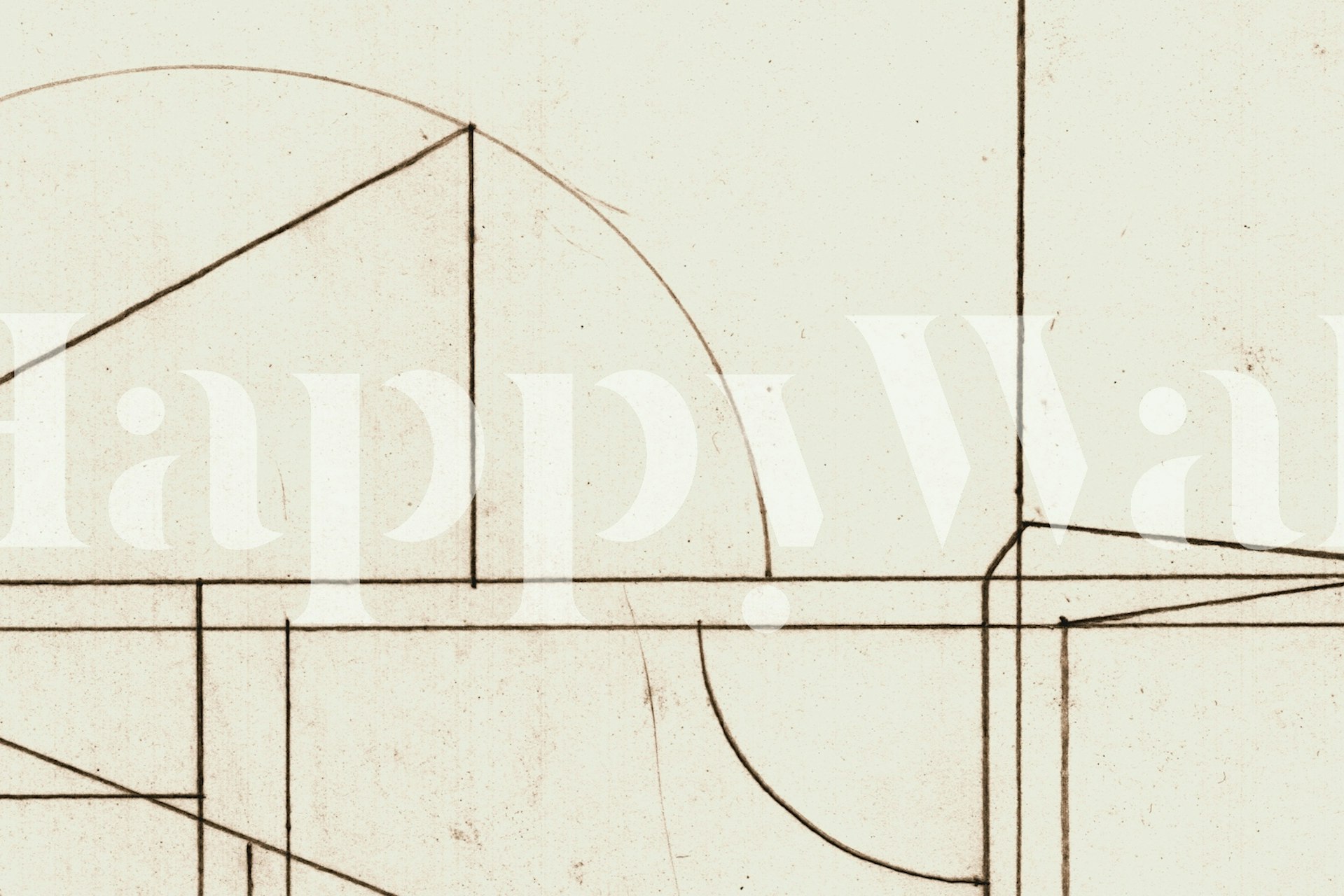 Minimalist line art wall mural with neutral tones