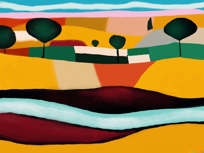 River Run Decorating Colorful Abstract Landscape Wallpaper