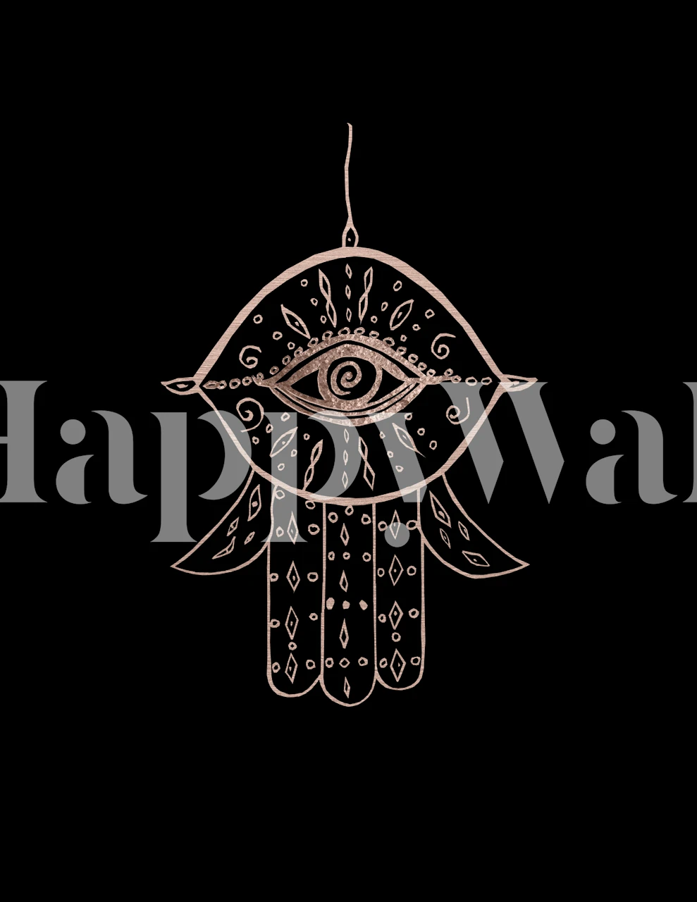 Hamsa Hand Roségold auf Schwarz Wandbild