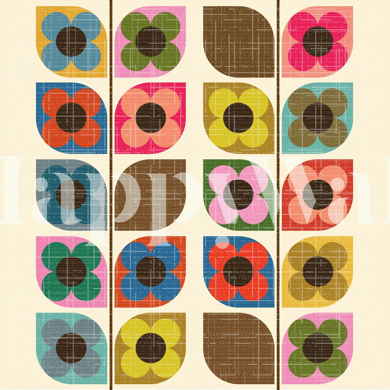 Textured Bloom Vine tapet i ett rum