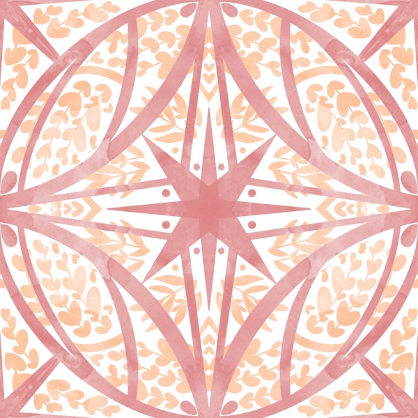 Tile circular leaves peach fuzz