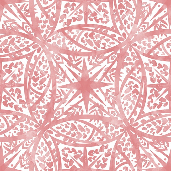 Tile circular leaves peach blossom