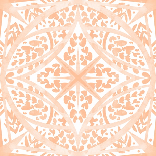 Tile circular leaves peach fuzz B