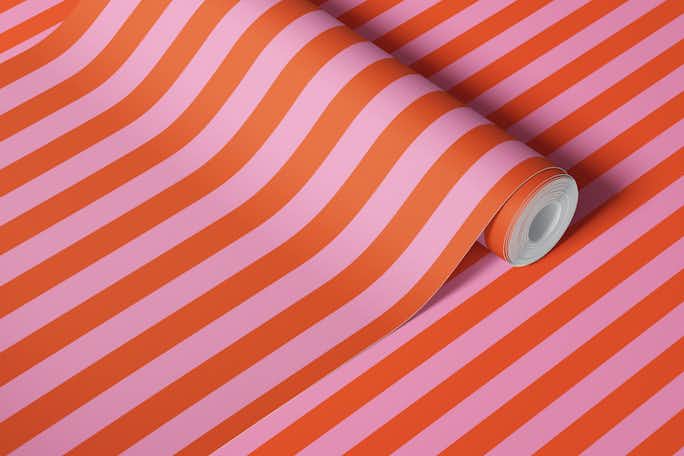 Pink and red awning stripewallpaper roll