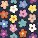 hand drawn daisy bright flowers on dark navy
